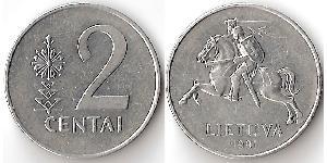 2 Цент Литва (1991 - ) Алюминий 
