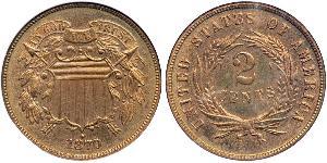 2 Цент США (1776 - ) Цинк/Олово/Медь 