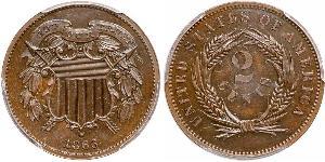 2 Цент США (1776 - ) Цинк/Олово/Медь 
