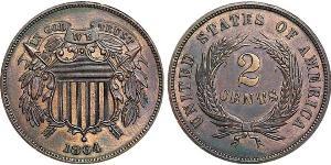 2 Цент США (1776 - ) Цинк/Олово/Мідь 