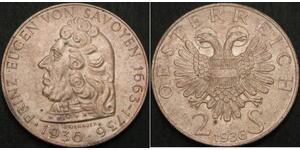 2 Шиллинг Federal State of Austria (1934-1938) Серебро 