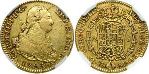 2 Эскудо Испанская империя (1700 - 1808) Золото Карл IV король Испании (1748-1819)