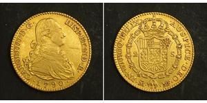 2 Эскудо Испанская империя (1700 - 1808) Золото Карл IV король Испании (1748-1819)