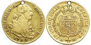 2 Эскудо Испанская империя (1700 - 1808) Золото Карл IV король Испании (1748-1819)