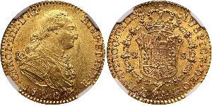 2 Эскудо Испанская империя (1700 - 1808) Золото Карл IV король Испании (1748-1819)