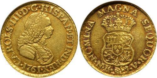 2 Эскудо Новая Гранада (1717 - 1819) Золото Карл III король Испании (1716 -1788)