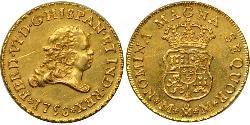 2 Эскудо Новая Испания (1519 - 1821) Золото Фердинанд VI  король Испании (1713-1759)