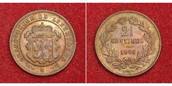2½ Centime Lussemburgo Rame Guglielmo III dei Paesi Bassi