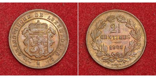 2½ Centime Lussemburgo Rame Guglielmo III dei Paesi Bassi