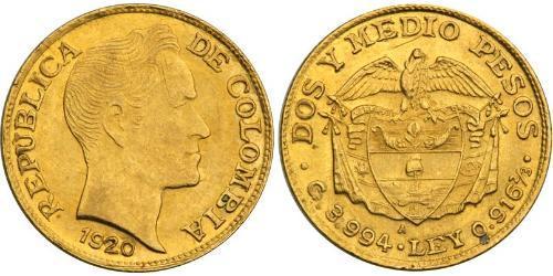 2½ Peso Republica de Colombia (1886 - ) Oro Simon Bolivar (1783 - 1830)