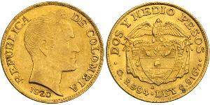 2½ Песо Республика Kолумбия Золото Simon Bolivar (1783 - 1830)