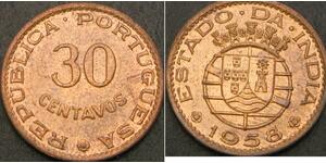 30 Centavo Portugiesisch-Indien (1510-1961) Bronze 