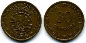 30 Centavo Portugiesisch-Indien (1510-1961) Bronze 