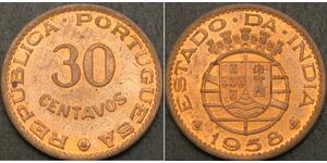 30 Centavo India portoghese (1510-1961) Bronzo 