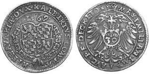 30 Kreuzer Ducato di Baviera (907 - 1623) Argento Alberto V di Baviera(1528 – 1579)
