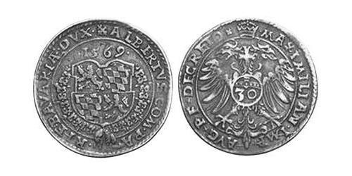 30 Kreuzer Ducato di Baviera (907 - 1623) Argento Alberto V di Baviera(1528 – 1579)