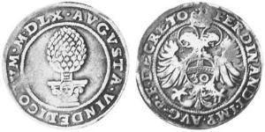30 Kreuzer Augsburgo (1276 - 1803) Plata Fernando I de Habsburgo (1503-1564)