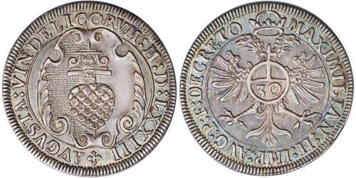 30 Крейцер Аугсбург (1276 - 1803) Срібло Максиміліан II Габсбург(1527- 1576)