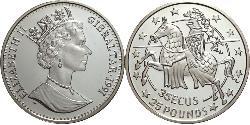 35 Ecu / 25 Pound Gibraltar (1704 - ) Argento Elisabetta II (1926-2022)
