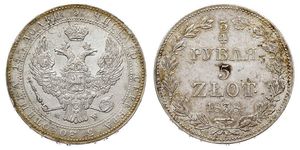 3/4 Rubel / 5 Zloty Russisches Reich (1720-1917) Silber Nikolaus I (1796-1855)