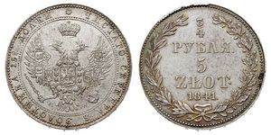 3/4 Rublo / 5 Zloty Impero russo (1720-1917) Argento Nicola I (1796-1855)