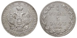3/4 Рубль / 5 Злотий Російська імперія (1720-1917) Срібло Микола I (1796-1855)