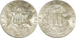 3 Cent Estados Unidos de América (1776 - ) Cobre/Plata 