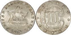 3 Cent Estados Unidos de América (1776 - ) Cobre/Plata 