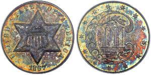3 Cent Estados Unidos de América (1776 - ) Cobre/Plata 