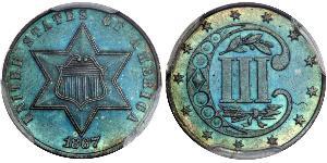 3 Cent Estados Unidos de América (1776 - ) Cobre/Plata 