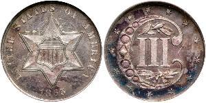 3 Cent Estados Unidos de América (1776 - ) Cobre/Plata 