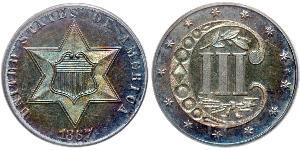 3 Cent Estados Unidos de América (1776 - ) Cobre/Plata 