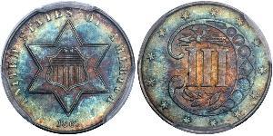 3 Cent Estados Unidos de América (1776 - ) Cobre/Plata 