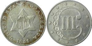3 Cent Estados Unidos de América (1776 - ) Cobre/Plata 