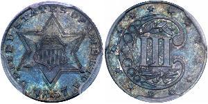 3 Cent Estados Unidos de América (1776 - ) Cobre/Plata 