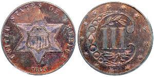 3 Cent Estados Unidos de América (1776 - ) Cobre/Plata 