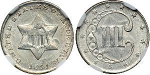 3 Cent Estados Unidos de América (1776 - ) Cobre/Plata 