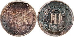 3 Cent Estados Unidos de América (1776 - ) Cobre/Plata 