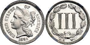 3 Cent USA (1776 - ) Copper/Nickel 