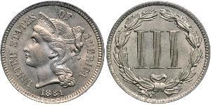 3 Cent USA (1776 - ) Copper/Nickel 