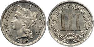 3 Cent Vereinigten Staaten von Amerika (1776 - ) Kupfer/Nickel 