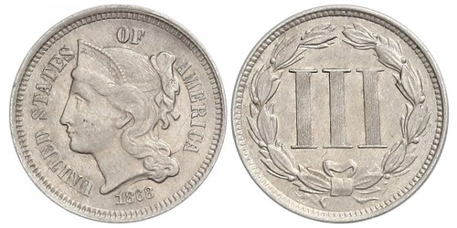 3 Cent Vereinigten Staaten von Amerika (1776 - ) Kupfer/Nickel 