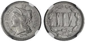 3 Cent Estados Unidos de América (1776 - ) Níquel/Cobre 
