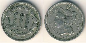 3 Cent Estados Unidos de América (1776 - ) Níquel/Cobre 