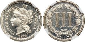 3 Cent Estados Unidos de América (1776 - ) Níquel/Cobre 