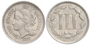 3 Cent Estados Unidos de América (1776 - ) Níquel/Cobre 