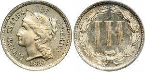 3 Cent Estados Unidos de América (1776 - ) Níquel/Cobre 