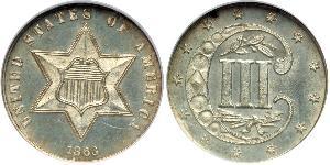 3 Cent Vereinigten Staaten von Amerika (1776 - ) Silber/Kupfer 