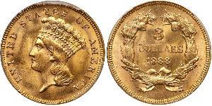 3 Dólar Estados Unidos de América (1776 - ) Oro 