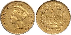 3 Dólar Estados Unidos de América (1776 - ) Oro 
